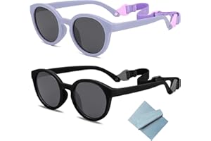 KASURE 2 Pares Gafas de Sol Para Bebé con Correa, 1-3 Años Pares Gafas de Sol Niño Flexible y Blanda, Protección Polarizada UV400, Para Niñas y Niños