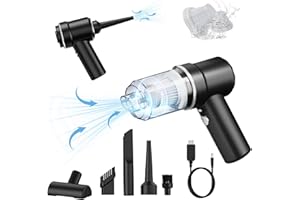 Kevsuvqin 2-in-1 Aspirateur Voiture Puissant sans Fil, 9KPA Aspirateur a Main avec Lumière LED, Souffleur Air Comprimé Nettoyage PC, Mini Aspirateur sans Fil a Main pour Voiture, Souffleur PC, Bureau
