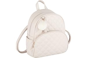 ECOSUSI Mini Zaino da Ddonna in Pelle Borsa Zaino Piccola Borse a Tracolla Zaini Zainetto Casual per Lavoro Scolastico Itinerante, con graziose palle di pelo e nappe