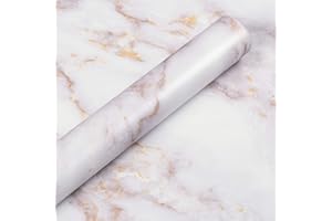 Livelynine Pellicola Marmo Adesivo 60 CM x 500CM Grande Pellicola di Marmo per Scrivania Pellicola Tavolo Carta Adesivo Marmo per Mobili Top Cucina Laminato Piano da Lavoro Cucina Rivestimento Marmo