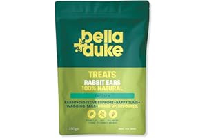 Bella & Duke Rabbit Ears for Dogs - Crunchy Chews to Support Oral Health & Digestion - Grain-Free, High Protein and Hypoallergenic - 100% Natural Alternative to Processed Treats
