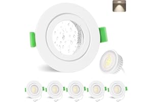YindaLux 6x Foco empotrable LED 230V 5W 550LM IP65 Spot de techo 4000K Luz neutra Spot LED Taladro 68mm Luz empotrada Plana GU10 Spots empotrable para Baño Salón Blanco, No regulable