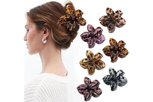 TOEECY 6 Pezzi Mollettone Fiore Capelli per Donna Leopardato Pinze Capelli Hawaiano Fermaglio Capelli Fiori Antiscivolo Fermagli a Pinza Fissaggio Sottili Spessi Pinze Accessori per Donne Ragazze