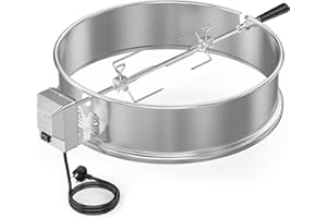 ONLYFIRE only fire BRK-6025 Stainless Steel Rotisserie Ring Kit Fits Weber 57cm Charcoal Kettle Grill with Electric Motor for UK Fits Weber 2290 and Other 57cm Models
