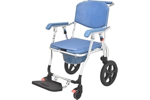 Ddasam Toilettenstuhl duschstuhl mit rollen duschrollstuhl duschstuhl mit rollen fur behinderte Zusammenklappbar, Mobiler Kinderwagen für Behinderte, ältere Menschen