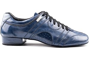 Portdance Herren Chaussures de Danse/Dance Sneakers PD Casual - Cuir Bleu - Semelle en Daim - Made in Portugal