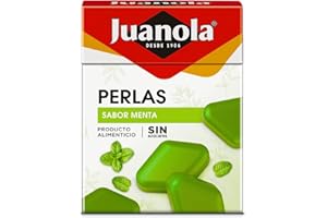 Juanola Perlas Sabor Menta - Sin azúcar, sin gluten - Cómodo formato de bolsillo - Ideal para llevar contigo a todas partes - Refrescan tu boca y tu garganta - 25g