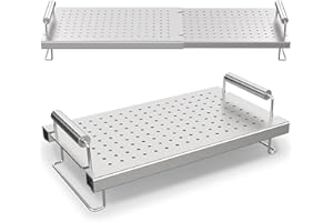 AJINTEBY Grill Warming Rack for Blackstone 17", 22", 28", 36", Flat Grill Plate, Adjustable Universal Stainless Steel Cooking Grate for Weber, Charbroil and Campchef, Warming Rack, Accessories