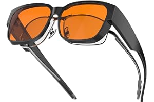 Goiteia Occhiali da gioco 100% arancioni e blu con blocco della luce, colore ambrato, per un sonno migliore, affaticamento degli occhi, sensibilità alla luce, ultra leggeri e cerniere a molla per una