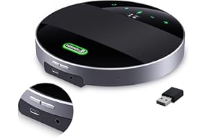TONGVEO Conference Speaker and Microphone USB/Bluetooth Wireless Speakerphone, 360º Loud and Clear Voice Pickup, 24H Talk Time for 10-20 People Meeting Room Video Skype Call Home Office