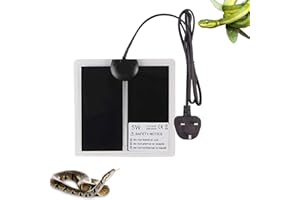 XIEHUZA Reptile Heating Mat with Temperature Adjustment, Waterproof Reptile Heat Pad Under Tank Terrarium Heater for Amphibians, Small Animals, Seeding (5W - 5.9 x 5.9 IN)