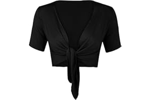 CANDID STYLES Womens Ladies Cap Short Sleeve Shrug Tie Up Front Crop Bolero Cardigan 8-22