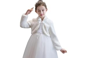 Momooda Fausse Fourrure Bolero Fille Mariage, Fleuriste Veste Fille Princesse Bapteme à Manches Longues