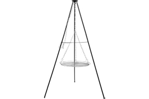 BROWIN ROK ZAŁ. 1979 BROWIN® Dreibein-Grillgestell mit Grillrost 330551 | 150 cm Höhe | 50 cm Durchmesser | Schwarz