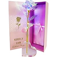 KIRIFLY Gold Rose Geschenk für Blumen Künstlich mit LED-Leuchte Deko Unechte Blumen für Hochzeitstag Freundin Ehefrau…