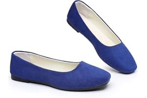 Timween Womens Ballet Flats, 25 Vibrant Colors Available Ladies Casual Square-Toe Flat Shoes Women Indoor Outdoor Comfy Slip On Ballerina Pumps Solid Color Suede-Effect Upper Portable Flats
