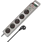 Brennenstuhl Super-Solid, Steckdosenleiste 5-Fach mit Überspannungsschutz (Mehrfachsteckdose mit 2,5m Kabel und Schalter - au