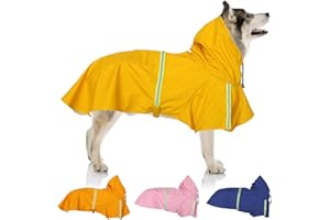 SilverChry chubasquero perros grandes, Impermeable Perro Ajustable, Abrigo Impermeables con Capucha, Poncho de Lluvia Impermeable Perros, Chubasquero con Capucha & Collar Agujero Perro (amarillo, 5XL)