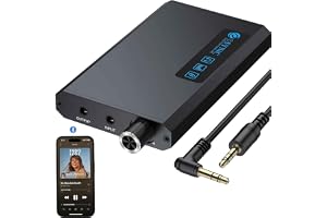 eSynic Bluetooth 5.1 mottagare hörlurar förstärkare uppladdningsbar – 16-300 Ohm HiFi 3,5 mm ljud hörlurar förstärkare bärbar bil Bluetooth-förstärkare med dubbel förstärkningsbrytare och