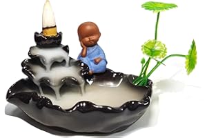 LUXIANYS Soporte de Incienso de Reflujo,Incienso de cerámica para Cascada, Mano de Cerámica con Efecto Cascada de Humo Porta-inciensos,Cascada,Cerámica Soporte Incienso para Decoración del Hogar