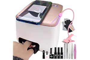 AGREILDUITE Automatic Nail Art Printer - App Control-DIY Photos/Cartoons/Texts Pattern with Design Gallery,3D Portable Mobile Nail Polish Printer Machine for Home Use Nail Salon (Pro kit (with nail polish))