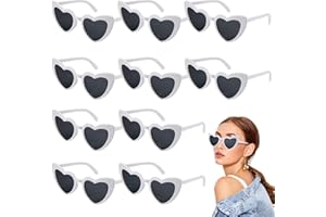 LUMINARYLAIR 10 Paires Lunettes de Soleil Coeur Vintage,Lunettes de Soleil Coeur Blanc,Lunettes de Fête Voyages Mariage,Lunettes de Soleil Années 70,Lunettes de Soleil en Forme de Coeur,pour Anniversaire,Fête
