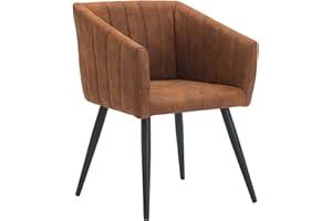 Duhome Sedia da Sala da Pranzo in Tessuto (Velluto) Design Retro con Piedini in Metallo Sedia Imbottita Poltrona Vintage Selezione Colore 8065, Colore:Marrone Arancio, Materiale:Tessuto Effetto Cuoio