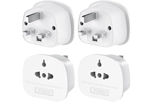 LOYDIA 4 Pack European to UK Plug Adaptor, US to UK Travel Plug Adapter with 13A Fuse for USA, EU, Australia, Thailand, Canada, Japan and More (Type A, B, C, I, E, F, L)