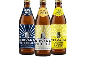 NIRVANA BREWERY Nirvana - Bavarian Hamper 0.3% ABV - Alcohol Free Craft Beer, Traditional German Style Lager and Ale Hamper - Low Calorie, Vegan, Sober Gift Set - 12 x 500ml