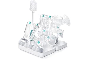 Termichy Supporto asciutto per biberon da viaggio, supporto per asciugare con spazzole, scolapiatti per biberon, bottiglie, tettarelle grigie senza BPA (Verde)