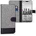 Produktbild kwmobile Hülle für Oppo R15 - Wallet Case Handy Schutzhülle Kunstleder - Handycover Klapphülle mit Kartenfach und Ständer Grau Schwarz