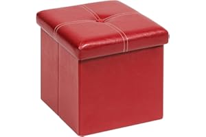 Bonlife Contenitore Poggiapiedi per Divano Sgabello Basso Cubo Portaoggetti Pouf Ecopelle Salotto Camera da Letto Tavolino da Salotto 30x30x30cm Rosso