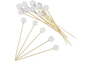 AWCIGG® 100 Stück Schneeflocke Cocktailspieße, Hölzerne Cocktail Zahnstocher, Weihnachtsparty Cocktail Picks, Weihnachten Partyspieße Cocktail Sticks für Weihnachtsfeier Essen & Trinken Dekoration