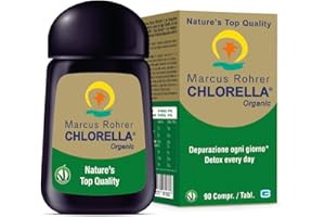 MARCUS ROHRER SPIRULINA Marcus Rohrer Chlorella Organic, Integratore Alimentare a Base di Alga Clorella, Depurazione, Detox, Detossificante, Antiossidante, 90 Compresse, Vegan
