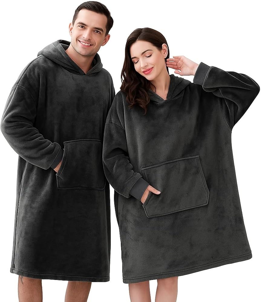 Mulberry Wellsoft Kapşonlu Giyilebilir Tv Battaniyesi unisex Over size - Antrasit