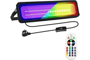 Indmird Projecteur LED Couleur 50W, Projecteur LED RGB Exterieur avec Télécommande Projecteur UV LED IP65 Etanche, 12 Couleurs 4 Modes Spot LED Couleur Pour Fête, Bar, Patio, jardin, Noël, Halloween