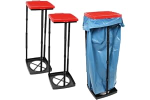 COM-FOUR® 3x sopsäcksställ med lock, kan monteras i 3 möjliga höjder | perfekt för hem - trädgård - verkstad och camping - gul påshållare - avfallssorterare - sopsäckshållare