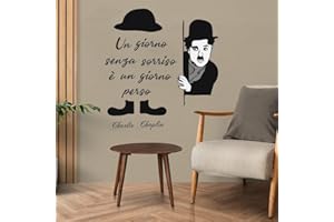 TOARTI Adesivi Murali Da Parete,Scritte Adesive Italiane,Nero Adesivo Pareti Camera Da Letto Cucina Soggiorno, Charlie Chaplin: Un Giorno Senza Un Sorriso È Un Giorno Perso