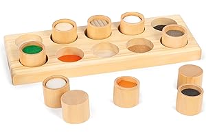 Small Foot Mémo Tactile en Bois, Jeu sensoriel avec dix boîtes en Bois de qualité et Une Planche en Bois, dès 3 Ans, 2064, Marron