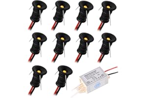 kpslucerna Foco LED pequeño, paquete de 10, 0,5 W, mini foco empotrable en el techo, 12 V, cocina, escalera, escaparate, pasillo, iluminación de bricolaje, Downlight