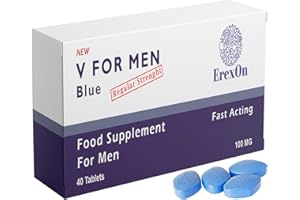 ErexOn - V for Men Blue 40 Pills x 100mg Herbal Supplement for Men - Strong Effect - Mens Health Support Tablets - Performance & Enhancement - Maca, Glycine, Korean Ginseng and Zinc