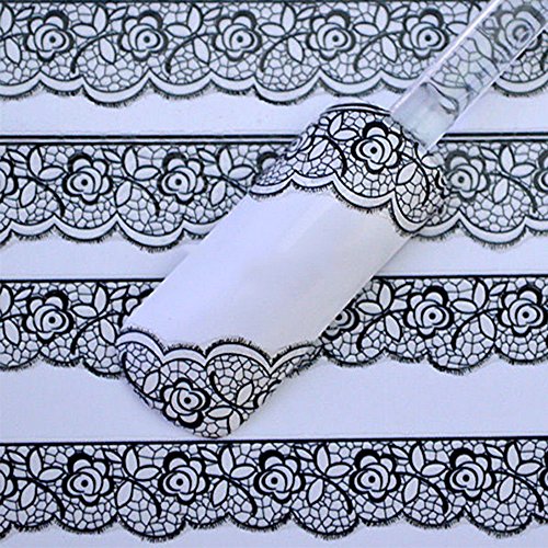 Sexy Lace Black 3D Design Nail Art Stickers Decals For Nail Tips Decor Manicure Tool
