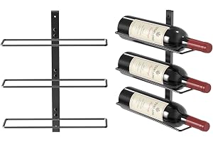 TJ.MOREE Väggmonterat vinställ för 3 flaskor, robust metallhållare för vin, champagne och sprit – för kök, bar eller vinkälla