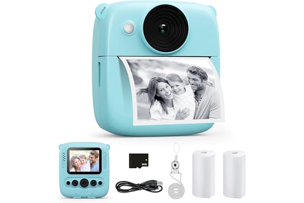 Appareil Photo Instantané Enfant, CalineGam 48MP 1080P Appareil Photo Numérique Enfant avec Carte 32GB & Papier Photo, Noël Anniversaire Cadeau pour Filles Garçons 3-12 Ans (Bleu)