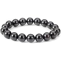 Thajaling Braccialetto naturale di ossidiana nera 10MM Bracciale in pietra di guarigione tibetana mala tibetana per uomo Donn