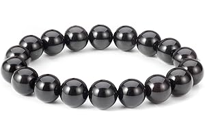 Thajaling Braccialetto Naturale di Ossidiana Nera 10MM Bracciale in Pietra di guarigione tibetana Mala tibetana per Uomo Donna