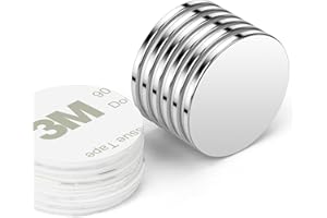 Wzone Magnesy samoprzylepne 25 × 2 mm, mocne, 6 sztuk magnesów neodymowych, samoprzylepne, płaskie magnesy do biura, na lodówkę i tablicę suchościeralną