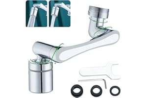 KELLDIS Prolunga Aeratore Rompigetto Rubinetto One Pcs di Prolunga Multifunzionale Girevole a 1440 Gradi,2 Modalità Acqua Regolabile, Applica a Rubinetti Filettati M20 M22 M24 per Cucina e Bagno