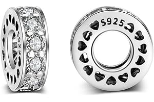 YASHUO 2 PCS Solid 925 Sterling Silver Beads Rubber Spacer Focal Round Stopper Beads for Charm Bracelets European Story Charm