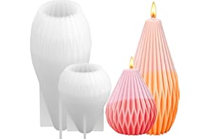SILICANDO Silicone Candle Mould - 3D Geometric Pear Bottle Shape, Wax Candle Making, Modern Decor DIY Craft, Aromatherapy Soap Cake Making (Light 2PCS)